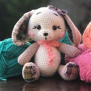 Perro Tejido A Mano 20 Cm - Mascotas De Lana