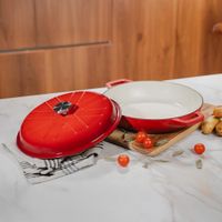 Olla Baja Con Tapa Hierro Fundido 30 Cm Roja - Picca