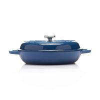 Olla Baja Con Tapa Hierro Fundido 30 Cm Azul - Picca