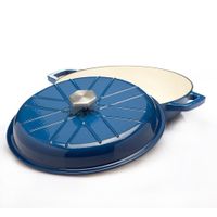 Olla Baja Con Tapa Hierro Fundido 30 Cm Azul - Picca