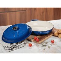 Olla Baja Con Tapa Hierro Fundido 30 Cm Azul - Picca