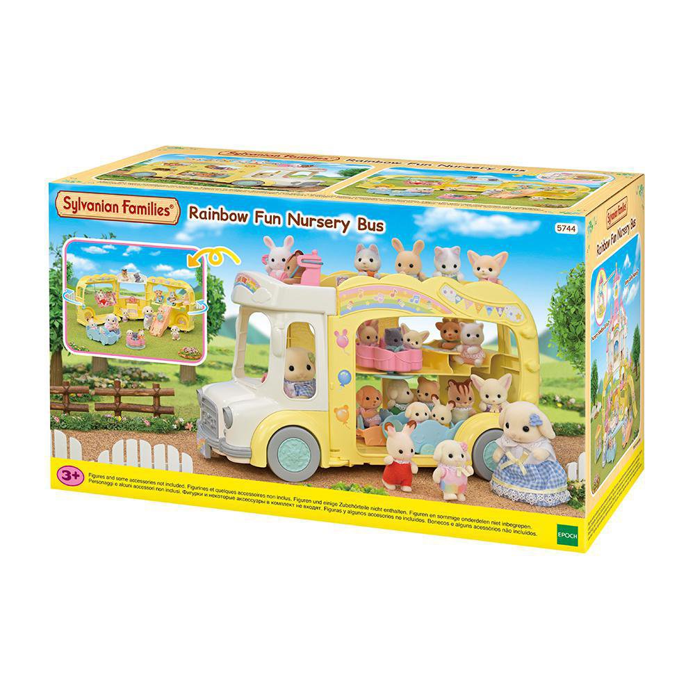 Sylvanian Families Autobús de la Guardería Arcoíris Desplegable con Área de Juegos para Be…