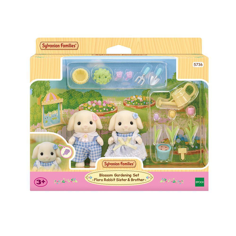 Set de Figuras Sylvanian Families Jardinería Hermanos Conejo Flora de 14 Piezas Sylvanian…