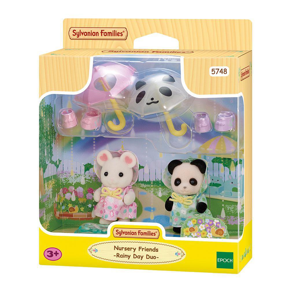 Set de Figuras Sylvanian Families Amigos de la Guardería Día Bajo la Lluvia 2 Bebés de 8 P…
