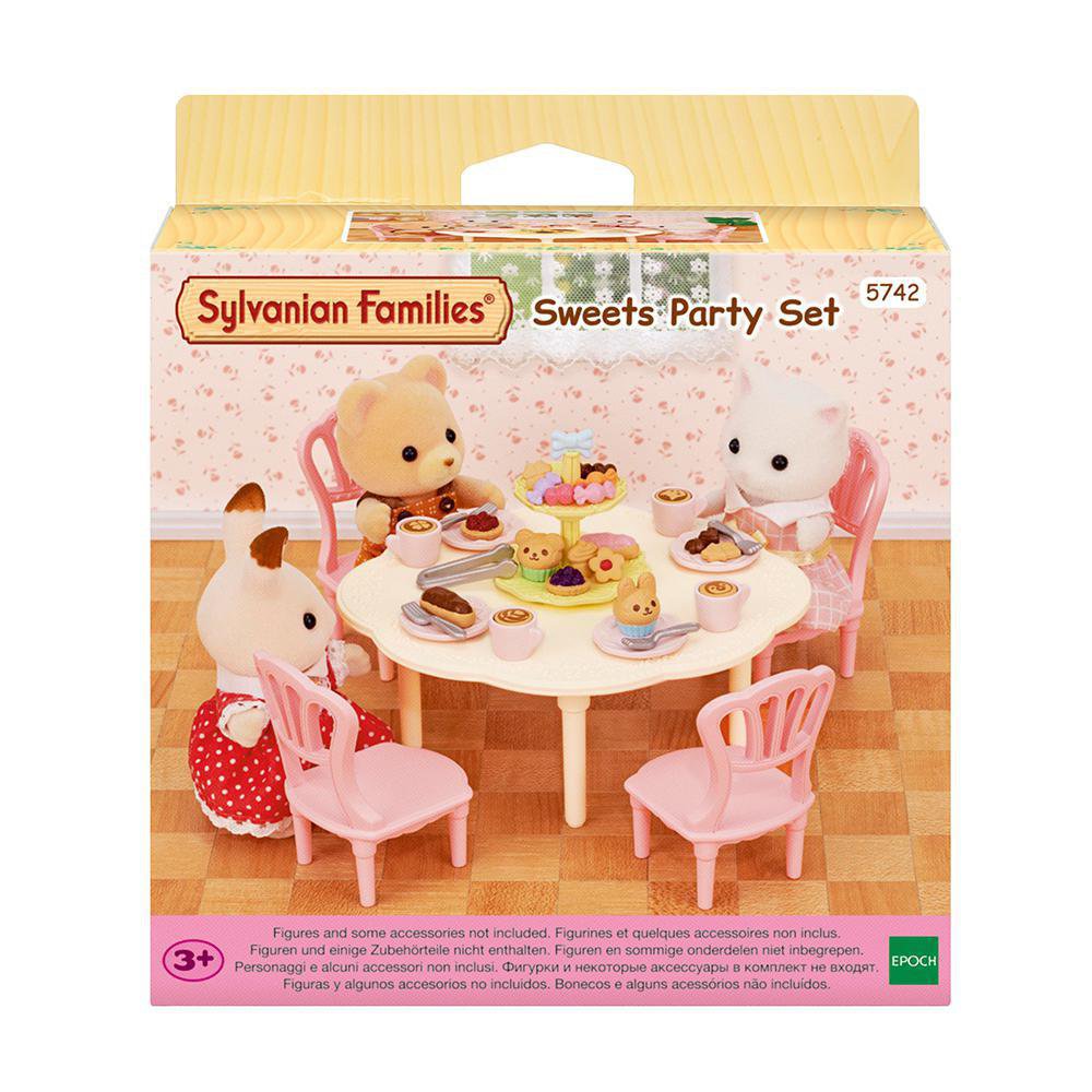 Set Sylvanian Families Dulce Fiesta con Mesa, 4 Sillas y 30 Accesorios Sylvanian Families…