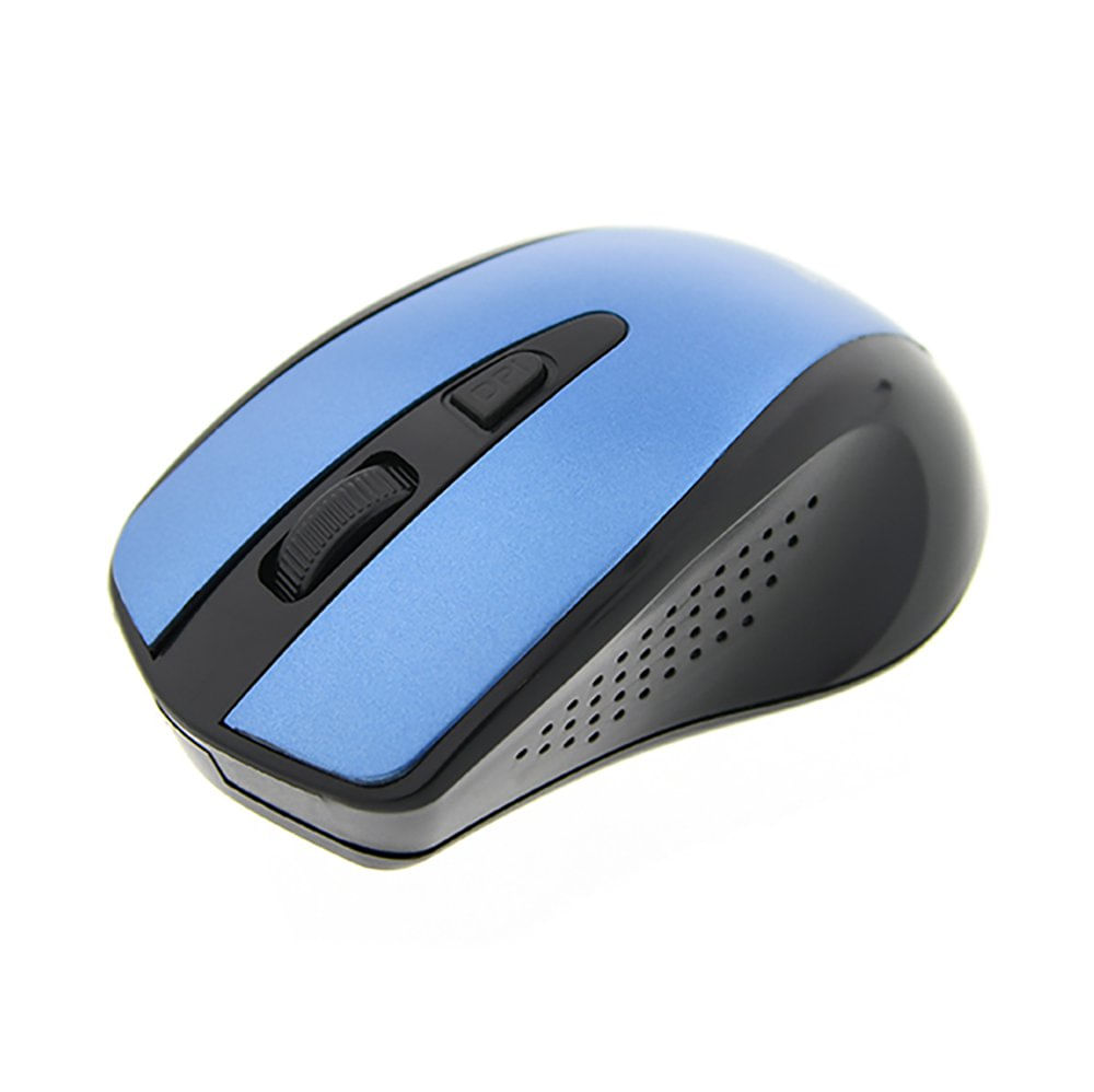 Mouse Óptico Inalámbrico de 4 Botones Azul y Negro