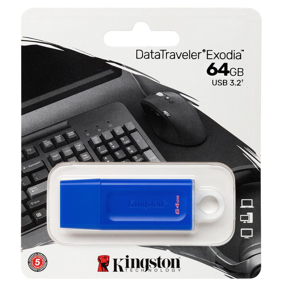 Memoria USB de 64 GB Kingston DataTraveler Exodia Azul Memoria Usb 3.2 Exodia Azul de 64 G…