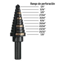 Broca Escalonada con 11 Escalones de 1/4-7/8 Plg - Truper