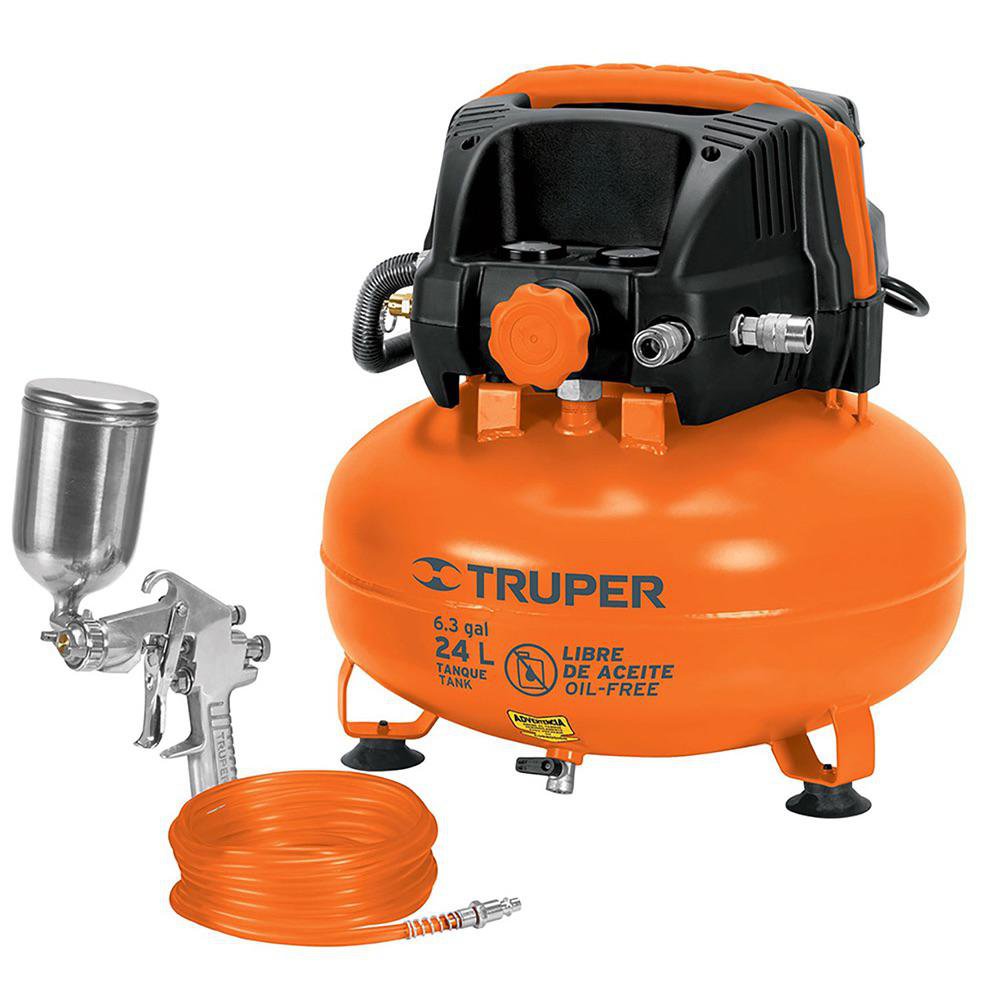 Compresor de Aire libre de Aceite 24 L Kit con Manguera y Pistola