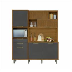 Gabinete Impera Gris y Café 183X47X212 Cm - Livim Natural Home