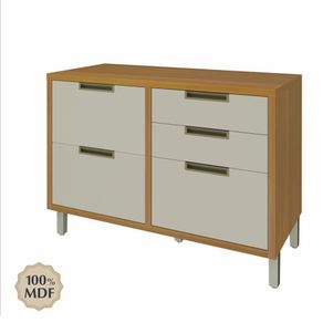 Gabinete Base Impera Café y Blanco 120X52X86 Cm - Livim Natural Home