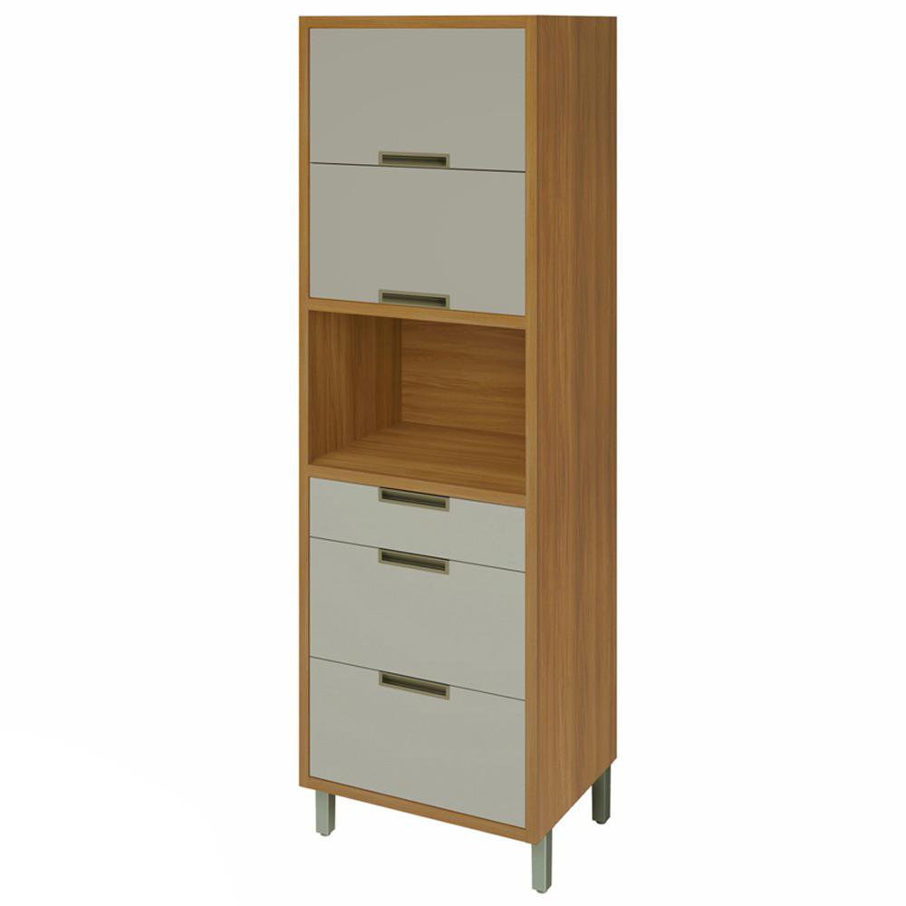 Despensa Impera con 2 Puertas y 3 Gavetas 70 x 52 x 221 cm Color Café y Blanco