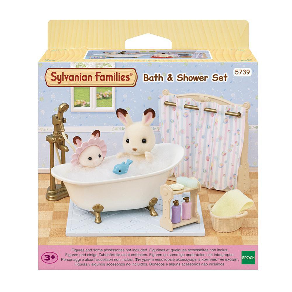 Set de Muebles Sylvanian Families Bañera y Ducha de 16 Piezas Sylvanian Families Set de Ba…