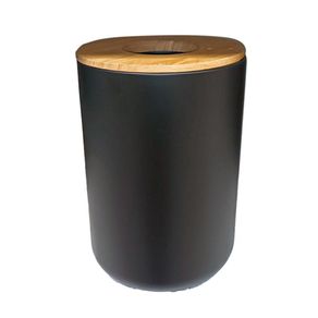 Papelero Eco Vanity Negro y Madera Natural - Interdesign
