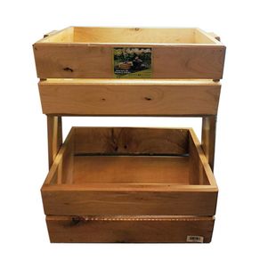 Maceta 2 Niveles Madera Natural Barnizada 43x33 Cm - La Cuya