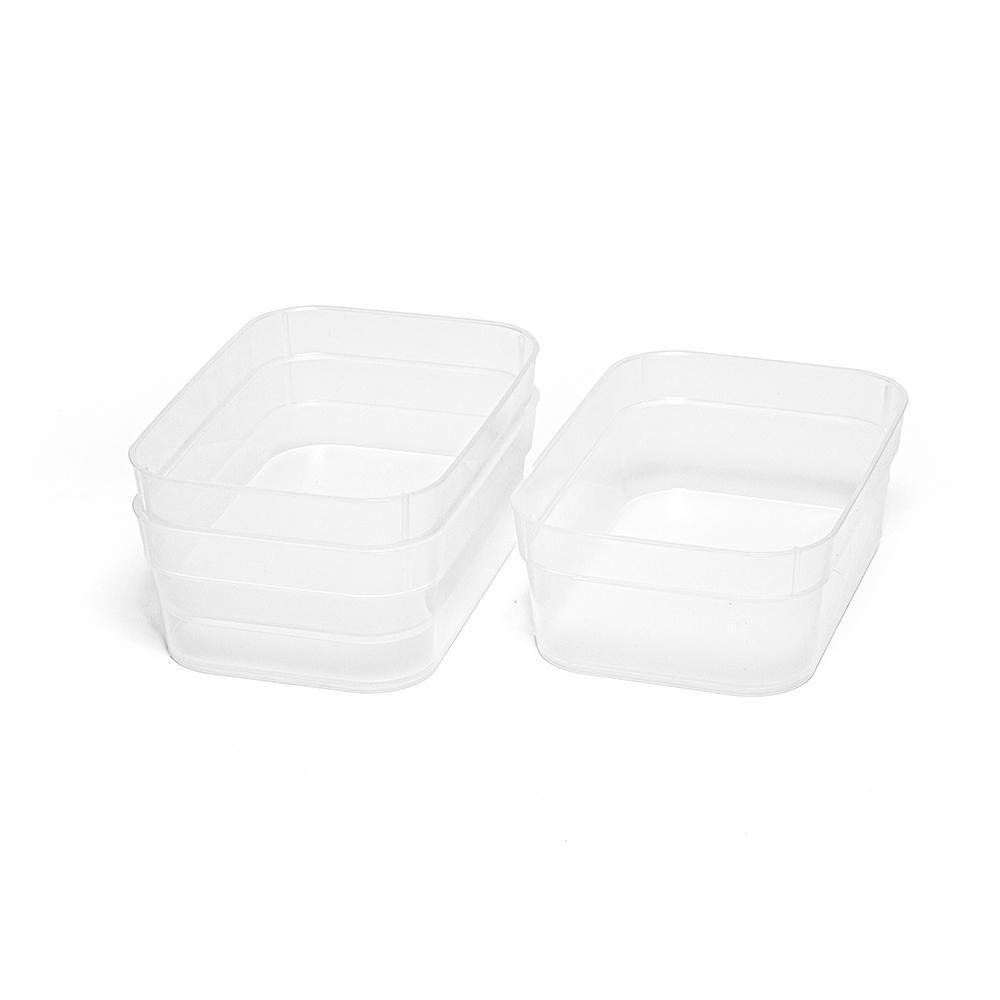 Set de 3 Cajas Medianas de Plástico Color Transparente 17 x 12 x 6 cm Set de Cajas Mediana…