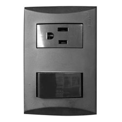 Interruptor Sencillo Con Conector Plata Negro - Eagle