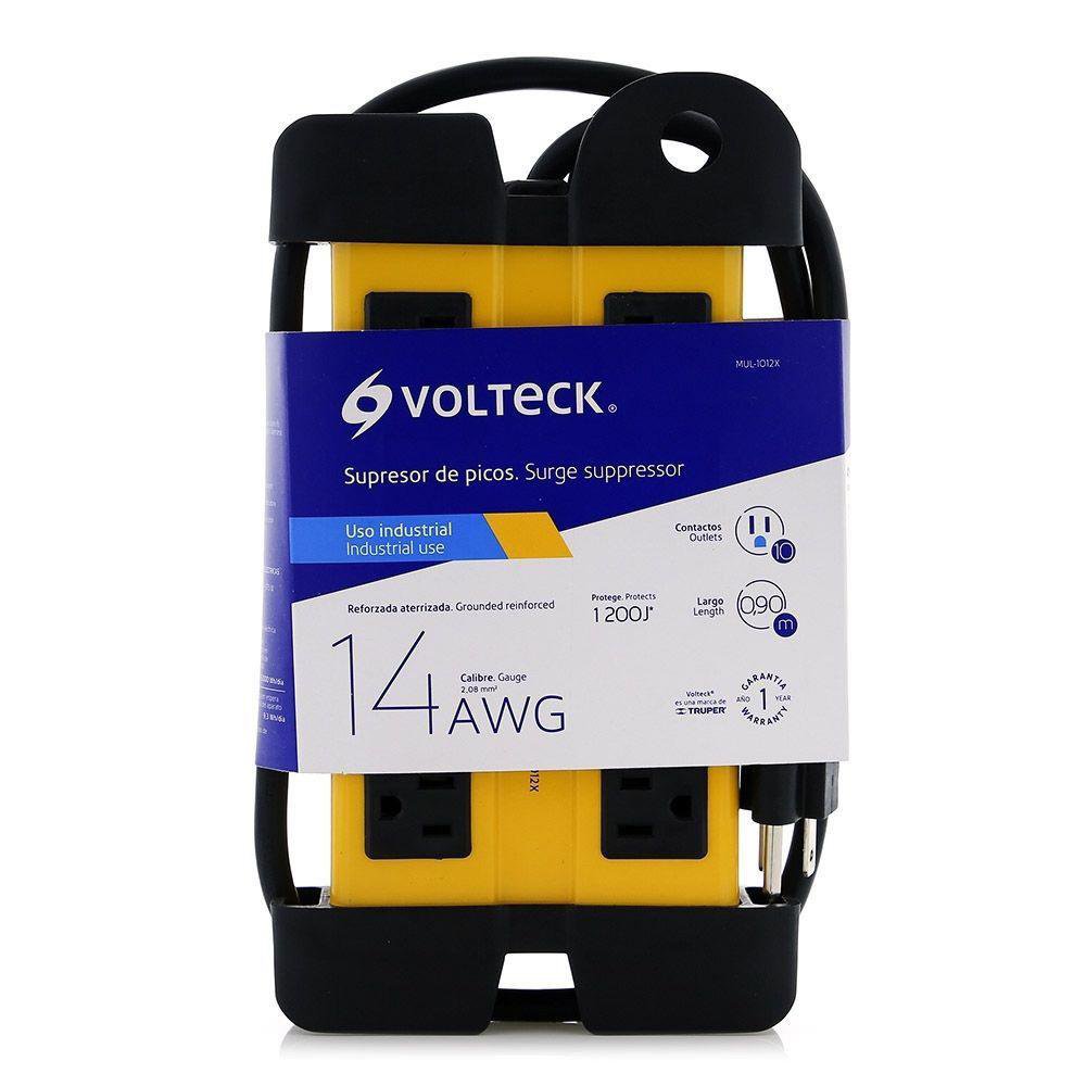 Protector de Voltaje Industrial de 10 Entradas en Color Amarillo