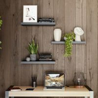 Repisa de Mdf Negra 60X23.5X3.8 Cm - Spaceo