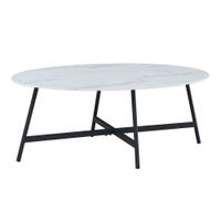 Mesa de Centro Vidrio Blanco Marmoleado - Zmobili