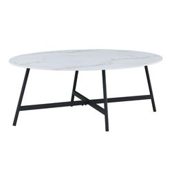 Mesa de Centro Vidrio Blanco Marmoleado - Zmobili