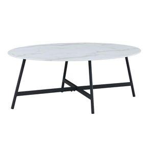 Mesa de Centro Vidrio Blanco Marmoleado - Zmobili
