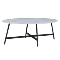 Mesa de Centro Vidrio Blanco Marmoleado - Zmobili