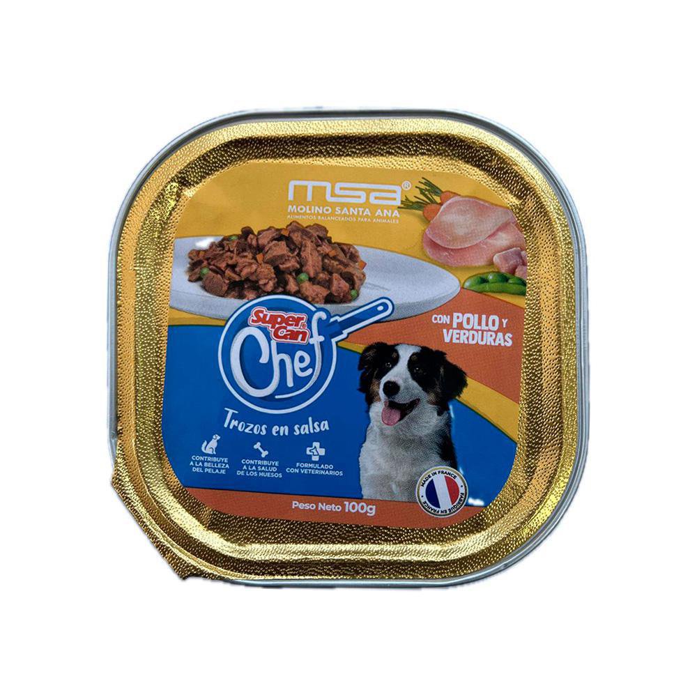 Alimento Húmedo para Perro Adulto Chef Trozos en Salsa con Pollo y Verduras Bandeja de 100…