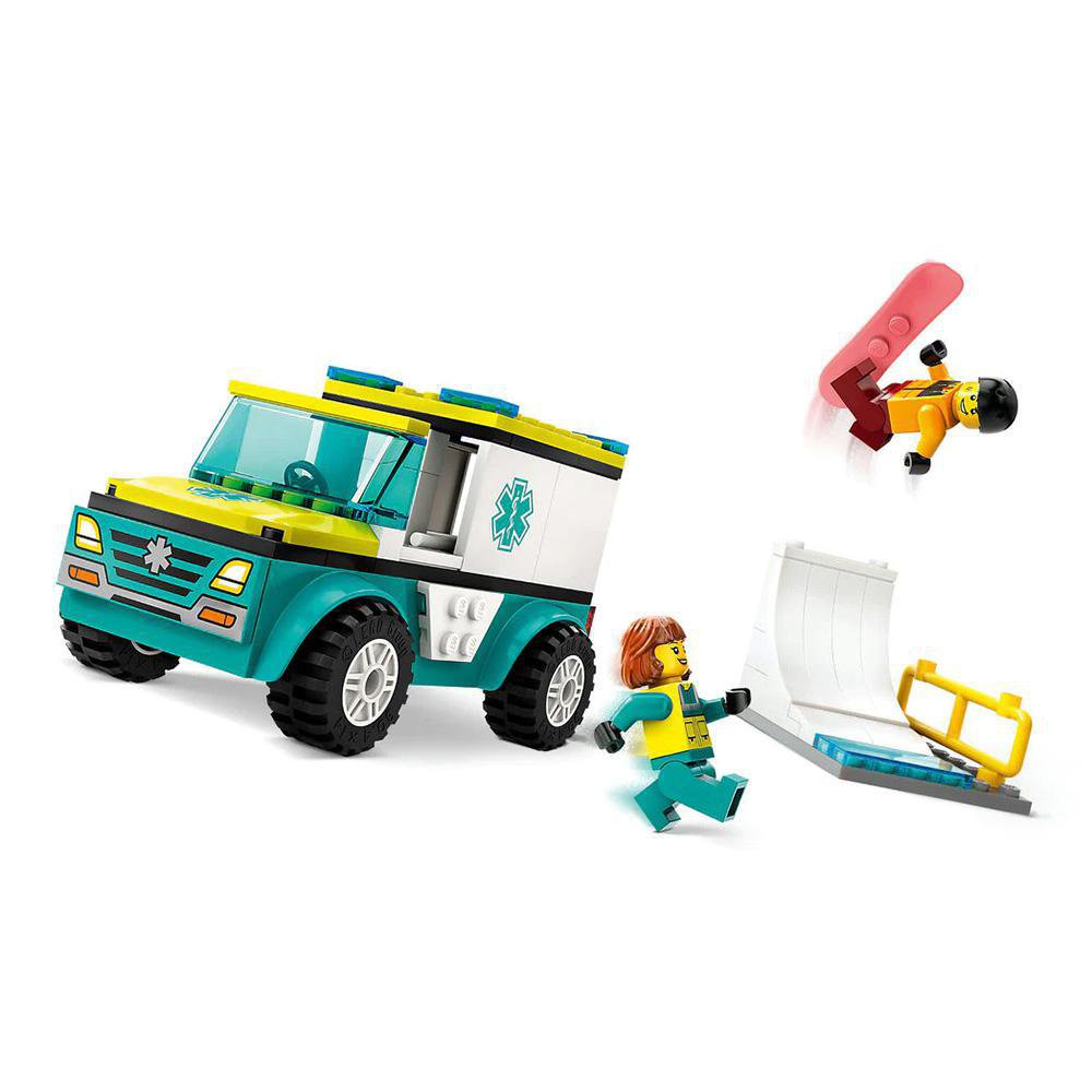 LEGO City Ambulancia de Emergencias y Snowboarder #60403 de 79 Piezas