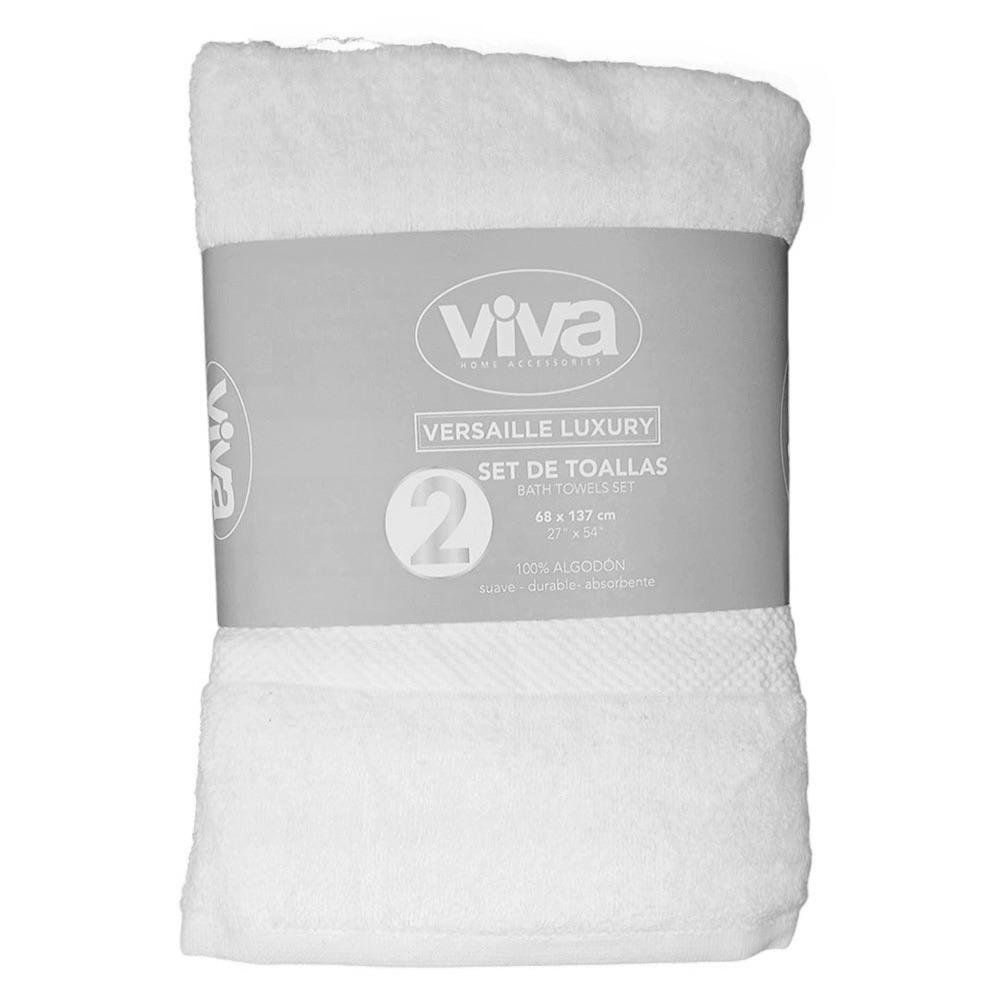 Set de Toallas de Baño de Algodón 68 x 137 cm Color Blanco 2 Piezas