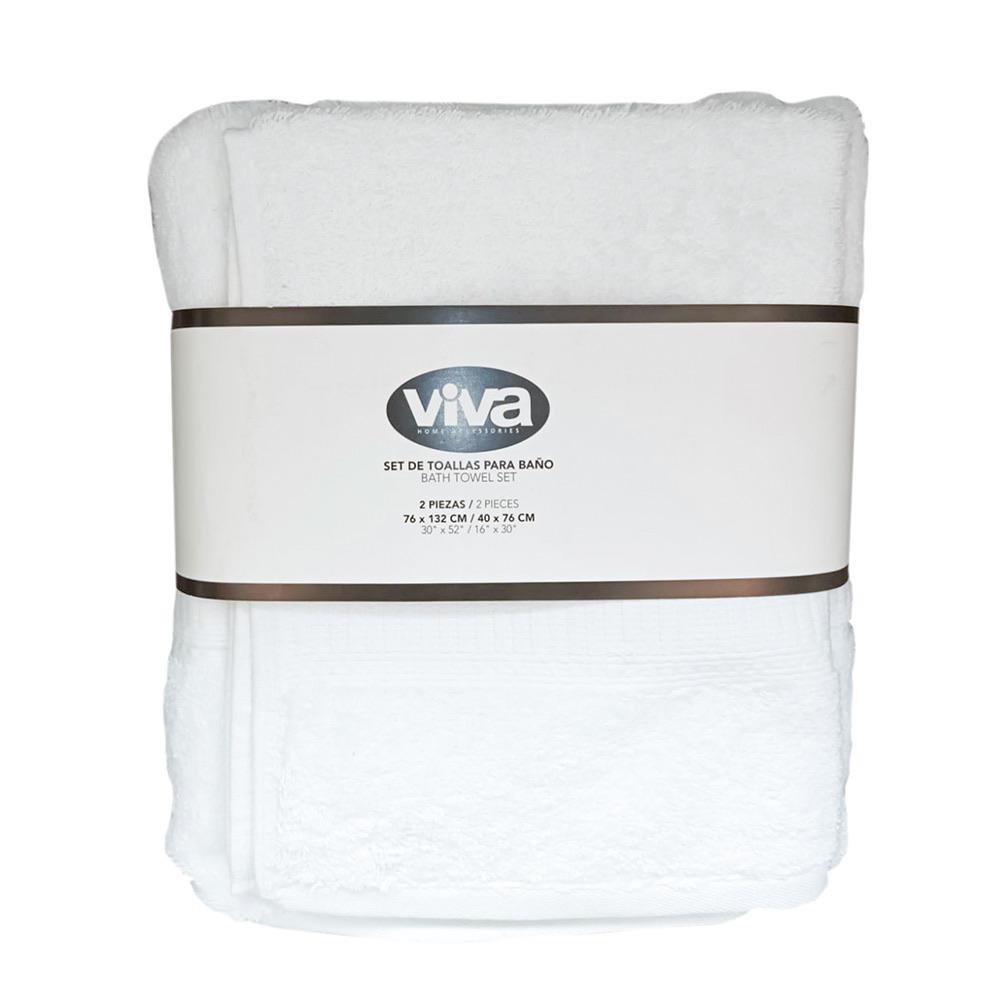 Set de Toallas para Mano y Baño Set de Toallas de Mano y Baño de Algodón 40 x 76 cm Color Blanco 2 Piezas