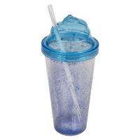 Vaso con Pajilla Azul Glitter - São Bernardo
