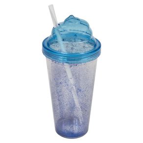 Vaso con Pajilla Azul Glitter - São Bernardo