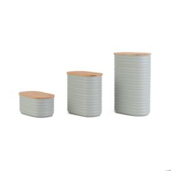 Set De 3 Frascos Ovalados con Tapa Bamboo - Nordika