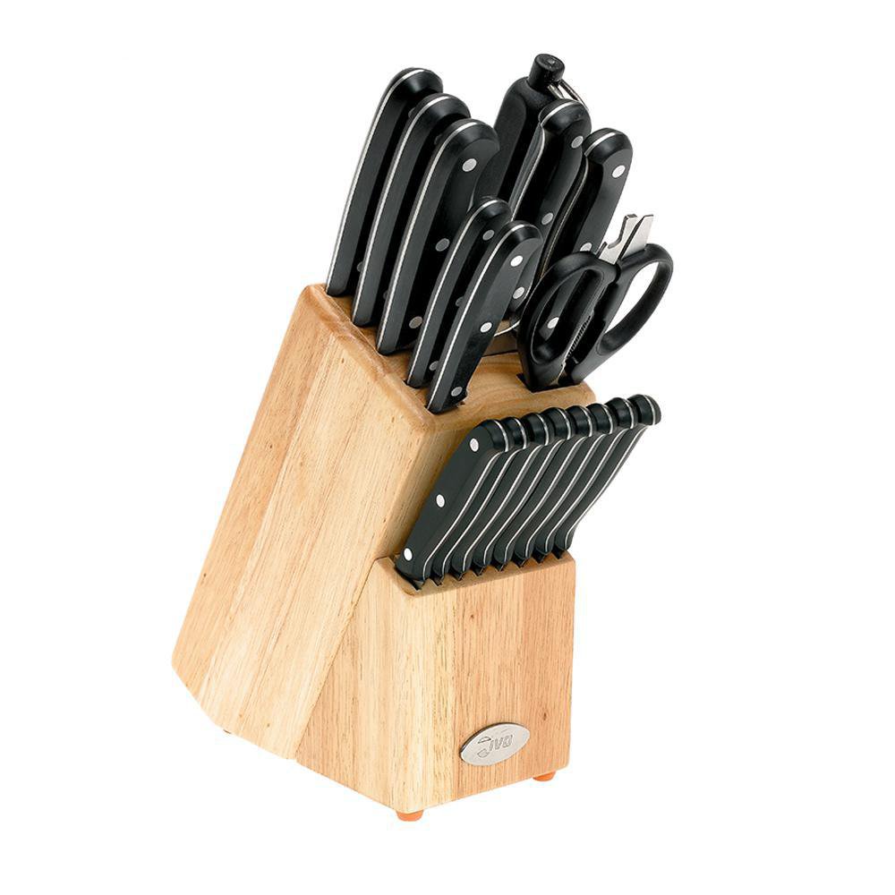 Set Cuchillos 17 Pzas Set de 17 Cuchillos y Tijera con Base de Madera