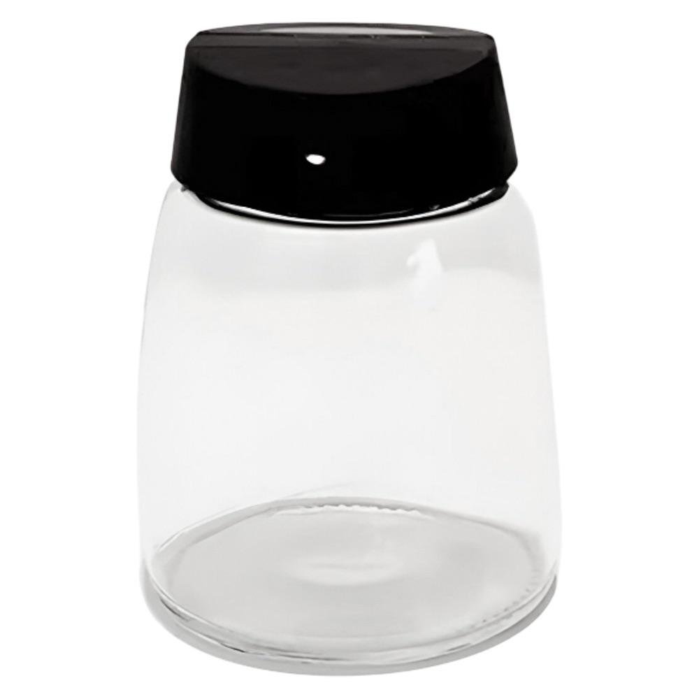 Set de 4 Especieros de Vidrio de 150 ml con Tapadera Color Negro