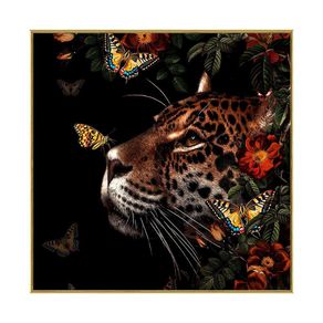 Cuadro Decorativo Leopardo 80X80 Cm con Marco