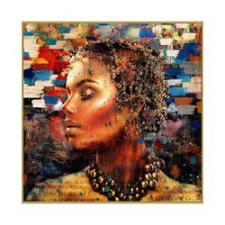 Cuadro Decorativo Mujer Multicolor 80X80 Cm con Marco