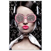Cuadro Mujer con Lentes Brillantes 120X80 Cm con Marco