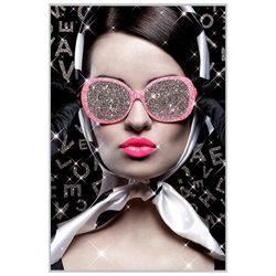 Cuadro Mujer con Lentes Brillantes 120X80 Cm con Marco