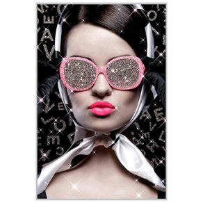 Cuadro Mujer con Lentes Brillantes 120X80 Cm con Marco