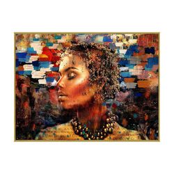 Cuadro Decorativo Mujer Multicolor 60X80 Cm con Marco