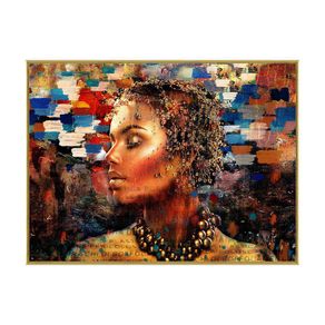 Cuadro Decorativo Mujer Multicolor 60X80 Cm con Marco