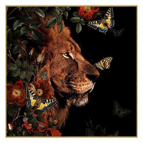 Cuadro Decorativo de León 100X100 Cm con Marco
