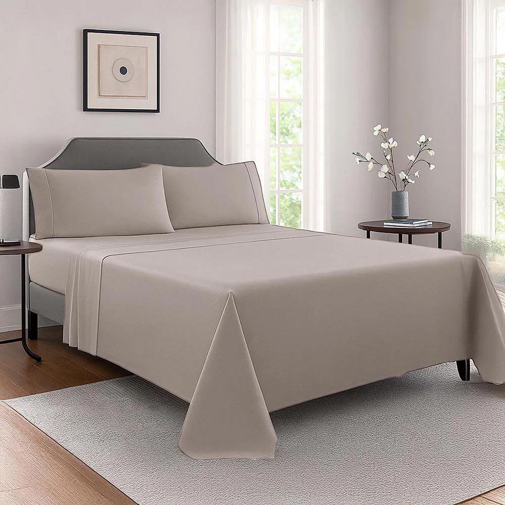 Set de Sábanas Beige 60/40 180 Hilos - Varios Tamaños Queen