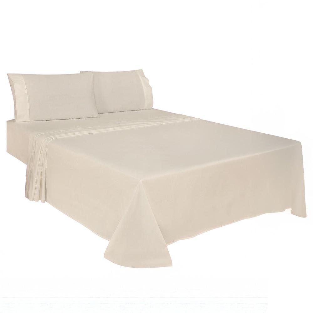 Set de Sábanas de 180 Hilos Beige - Varios Tamaños Queen