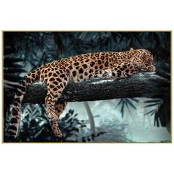 Cuadro Decorativo Leopardo en Árbol 120X80 Cm con Marco