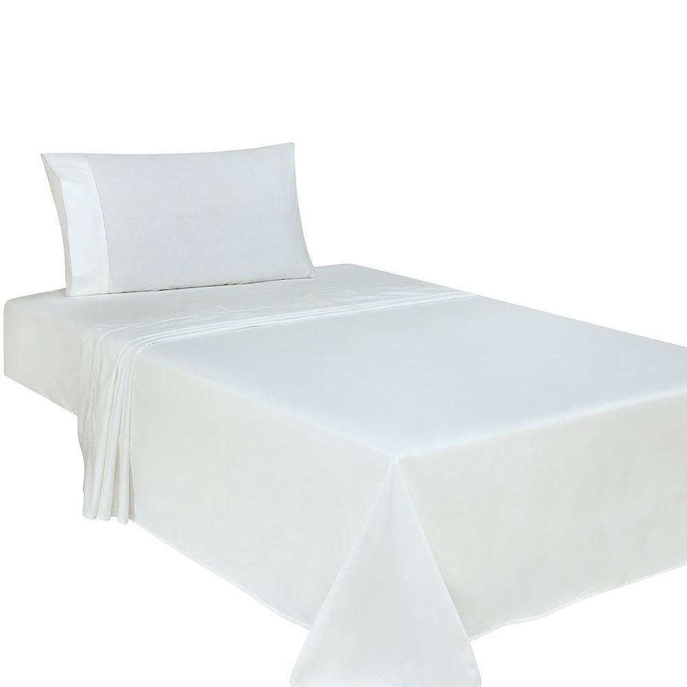 Set de Sábanas 60/40 180 Hilos Blanco - Viva Varios Tamaños Imperial