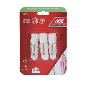 Ganchos Adhesivos 2.2 Lbs Transparentes 3 Pzas y 4 Tiras - Ace