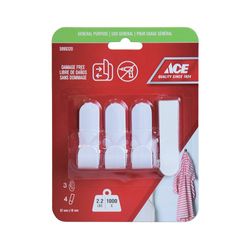 Ganchos Adhesivos 2.2 Lbs Blancos 3 Pzas y 4 Tiras - Ace